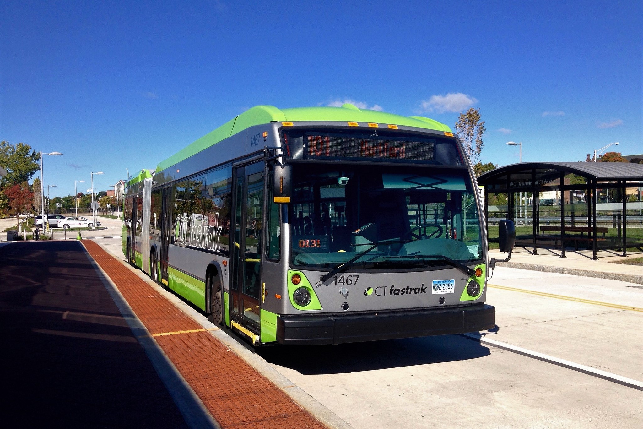 CTFastrak bus at stop